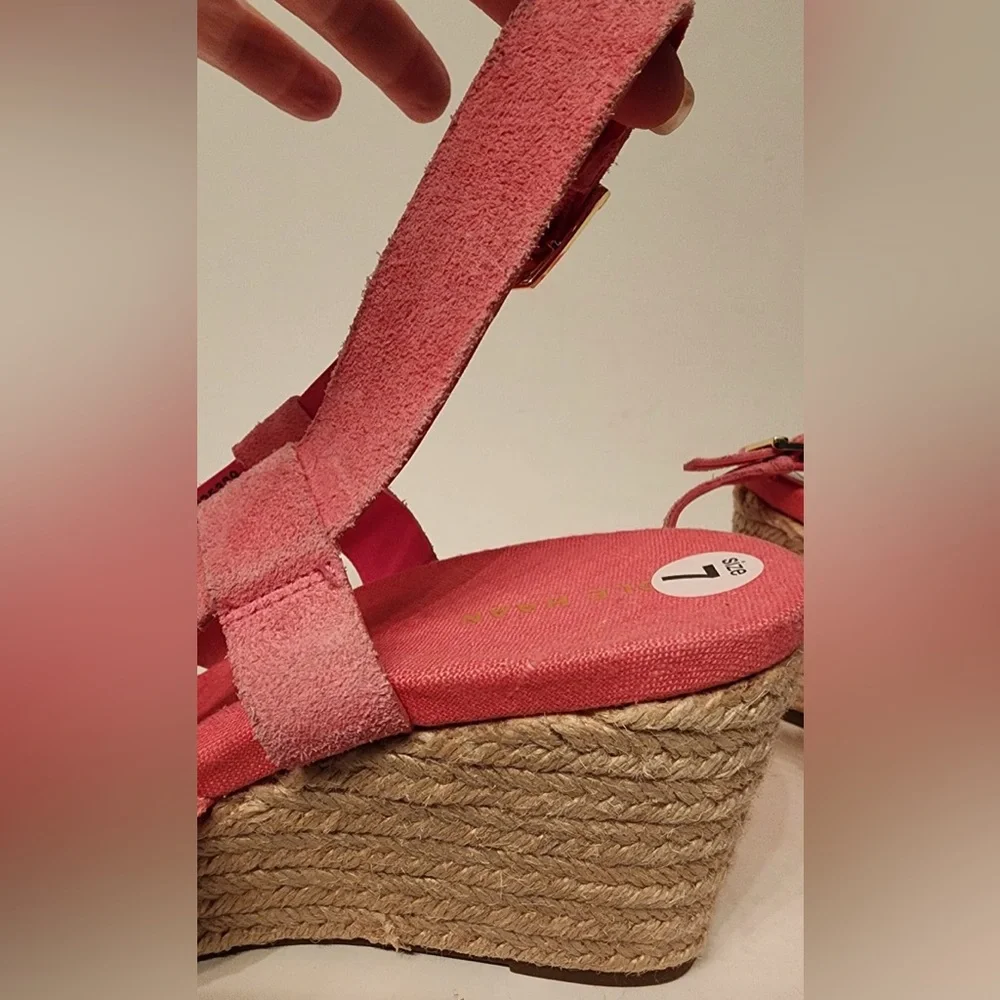 Cole Haan Crystal Espadrille Women’s Fuschia Pink Wedge Sandals Size 7